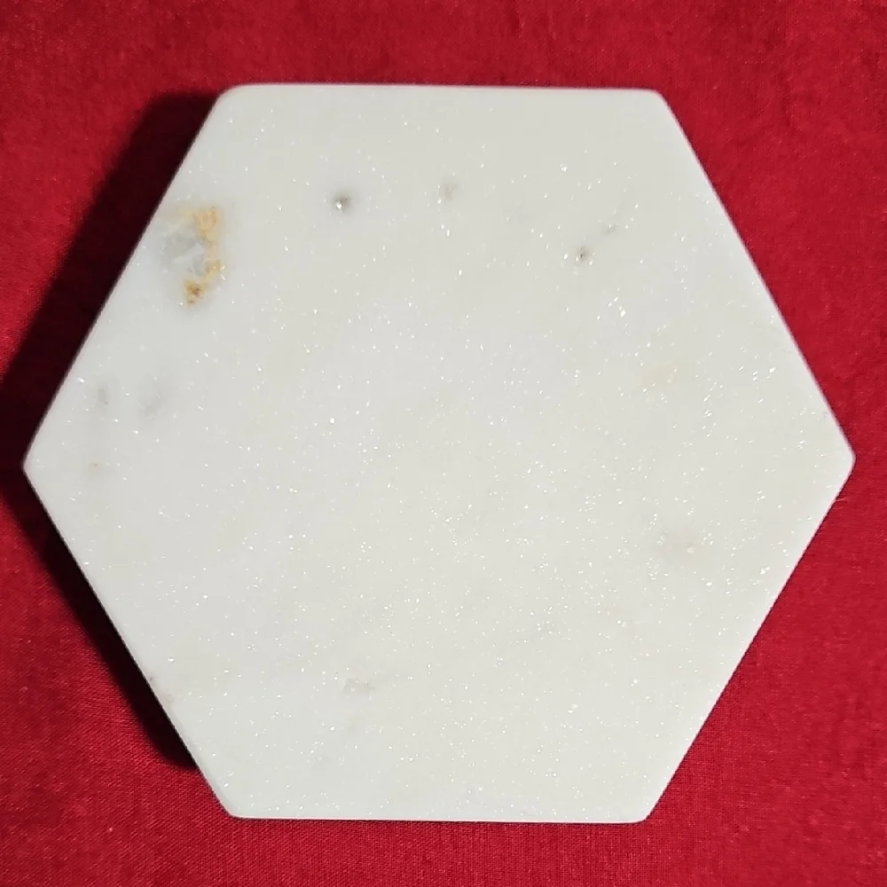 Hexagon White Marble Coasters - Set of 4